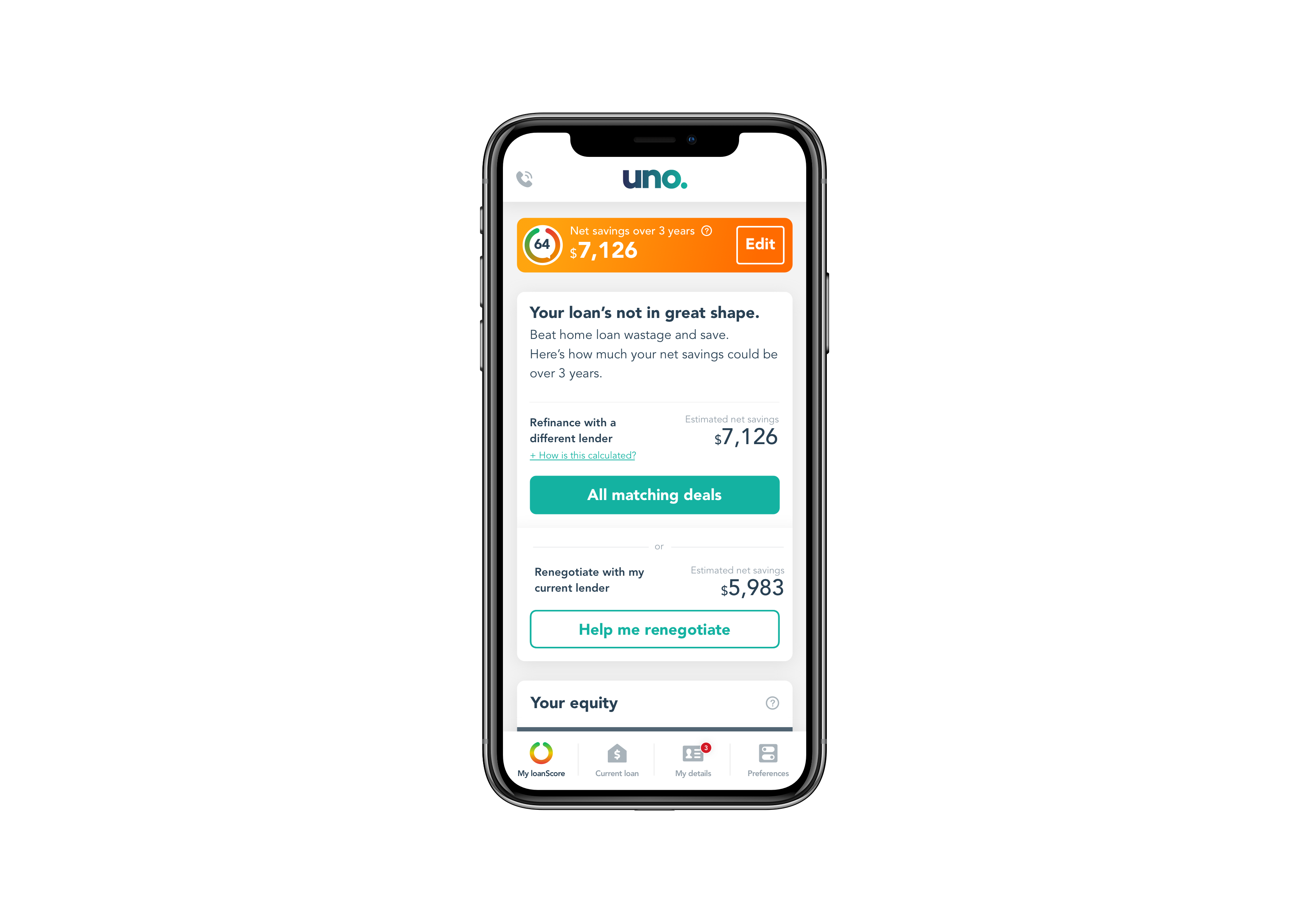 uno Home Loan loanScore Tool - Good Design