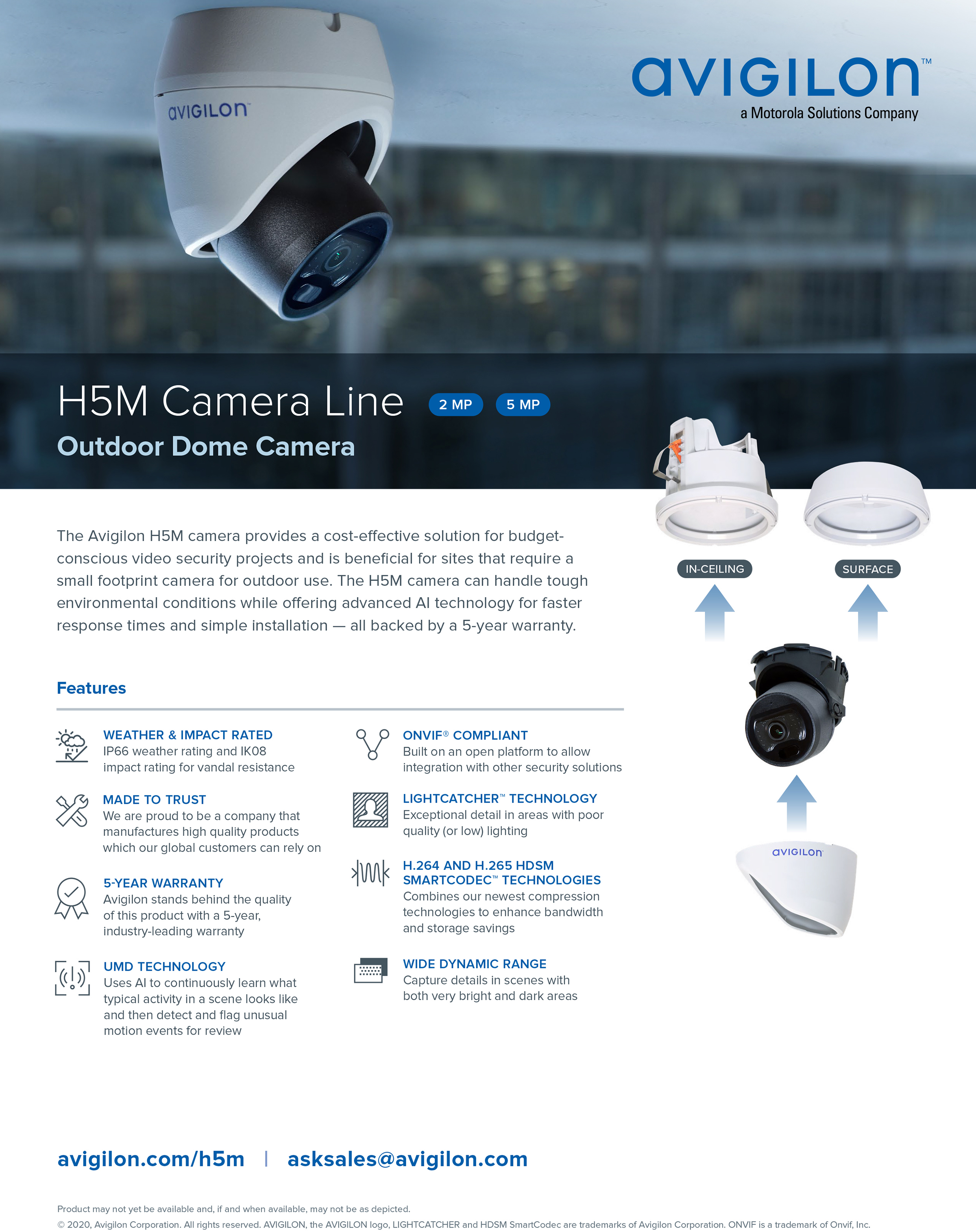 H5M Outdoor Dome camera - Good Design